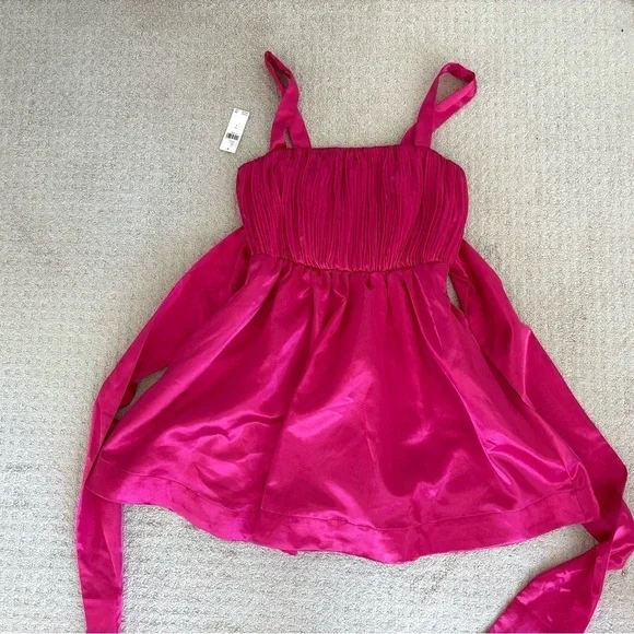 Anthropologie Satin bow Mini Dress Size 6 - Picture 6 of 8